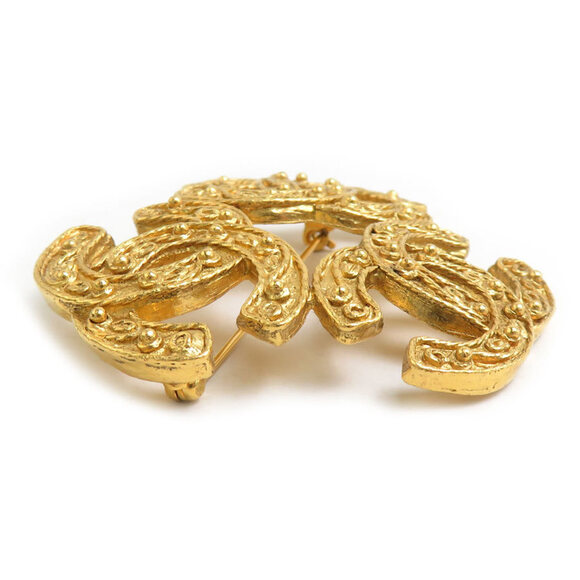 CHANEL Triple Coco Mark Metal Gold Brooch for Women e61339i - Picture 4 of 5